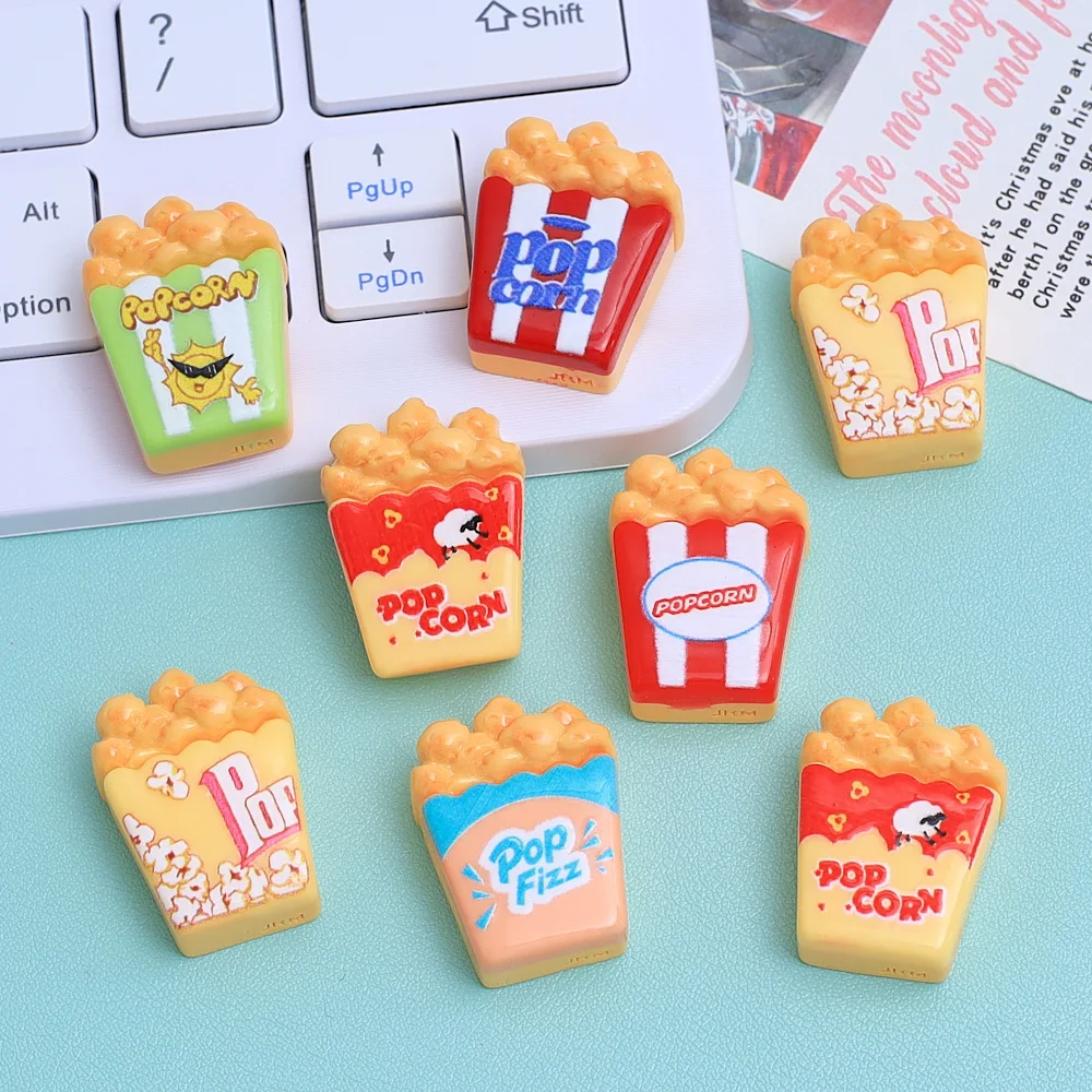 

100pcs Kawaii Resin Simulated Popcorn Flatback DIY for Kitchen Refrigerator Doll House Decoration Accessories
