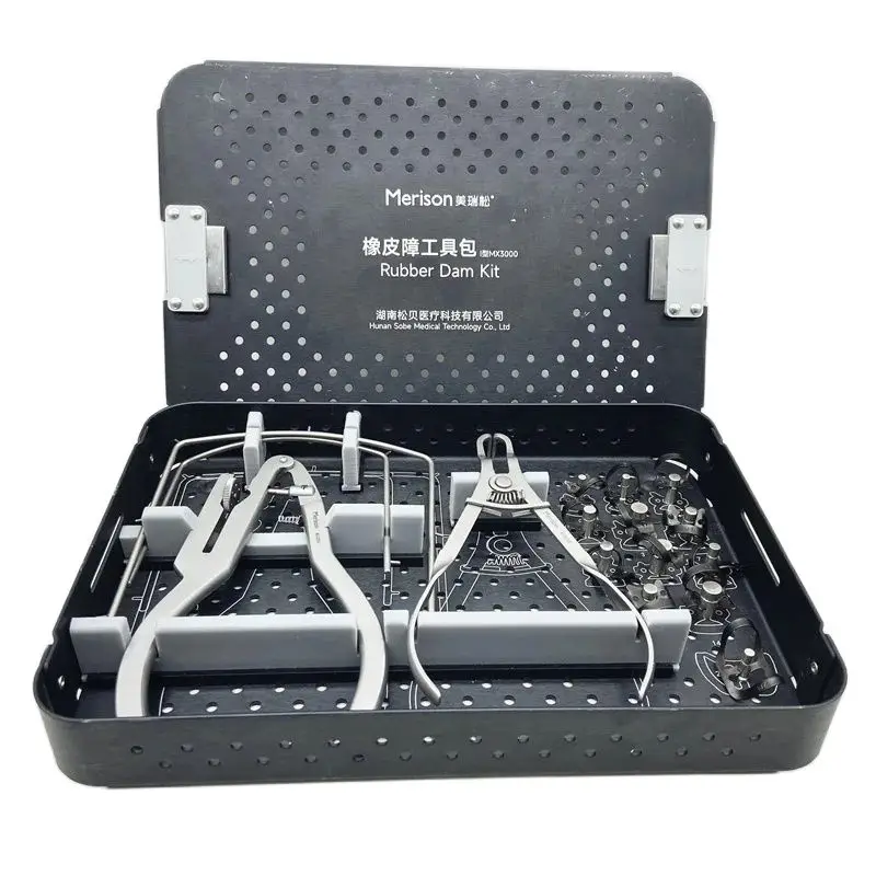 Dental Surgical Instruments Rubber Dam Kit of 16 Instruments for Adults MX3000