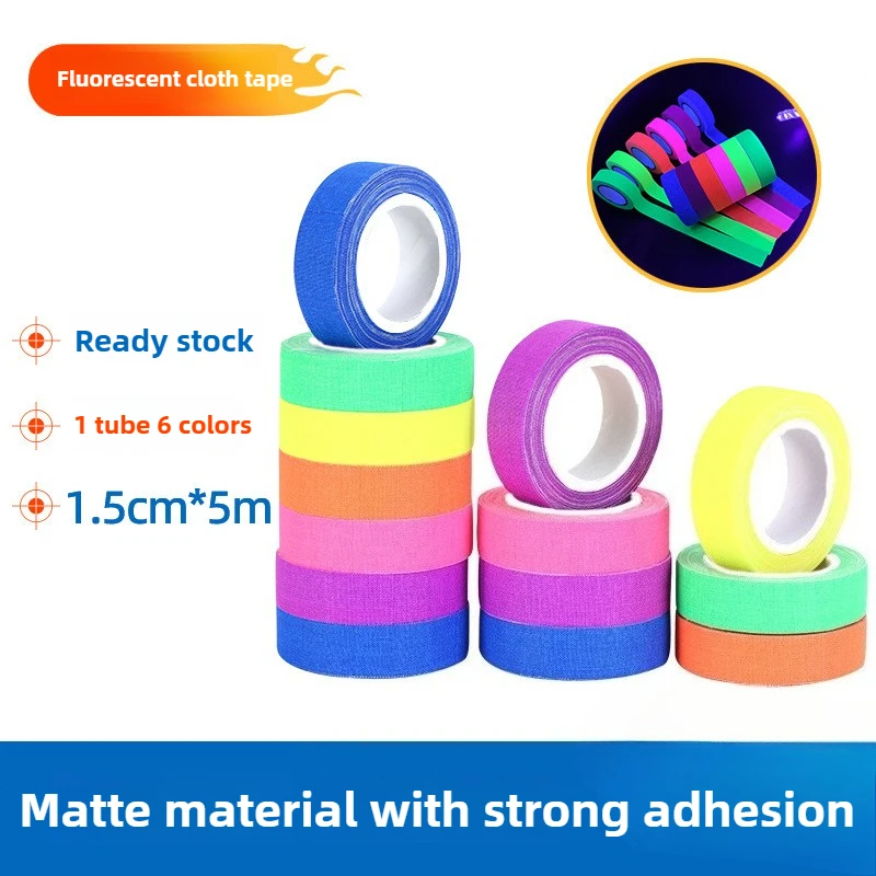 شريط فلورسنت للأشعة فوق البنفسجية، دعامة إضاءة للمسرح عالية الالتصاق، يتوهج تحت الضوء الأرجواني، شريط مضيء خالٍ من البقايا
