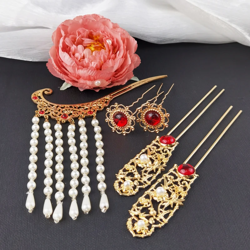 6PCS/Set Vintage Hair Accessories for Women Tang Dynasty Hairpin Hanfu Hair Clips