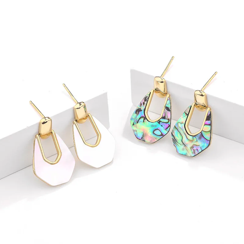 925 sterling silver fritillary earrings women's retro special interest light luxury abalone shell earrings