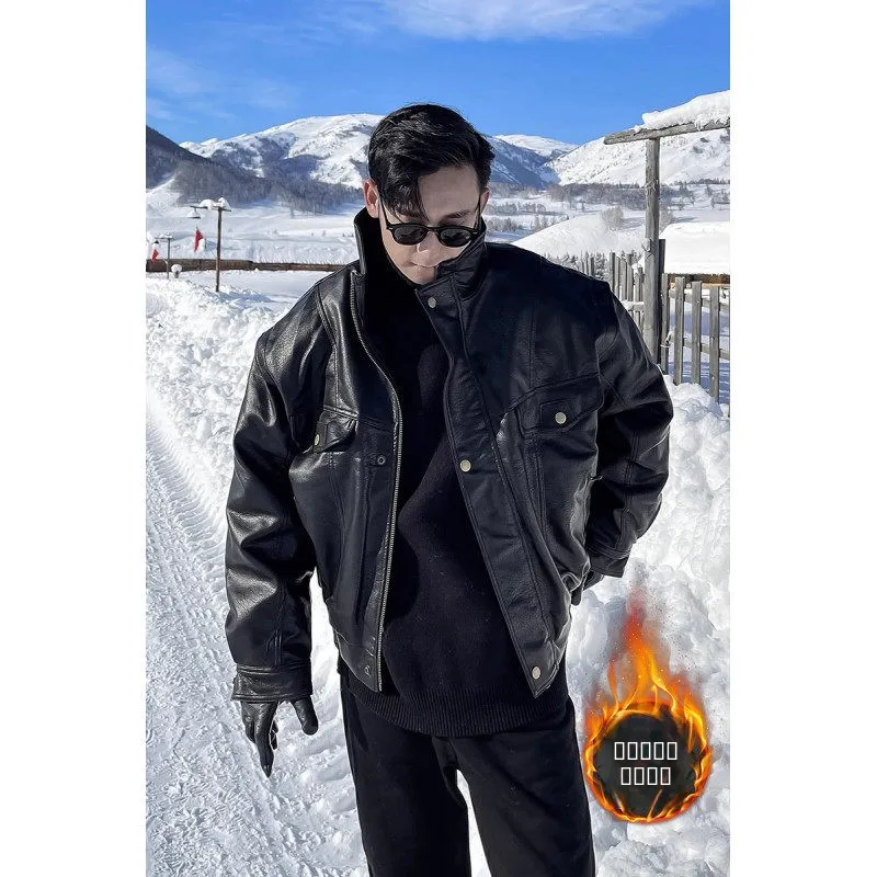 

Мужское джето из хлопковой кожи Thiened, универсальное весенне-осенне-зимнее повседневное модное водонепроницаемое пальто из искусственной кожи