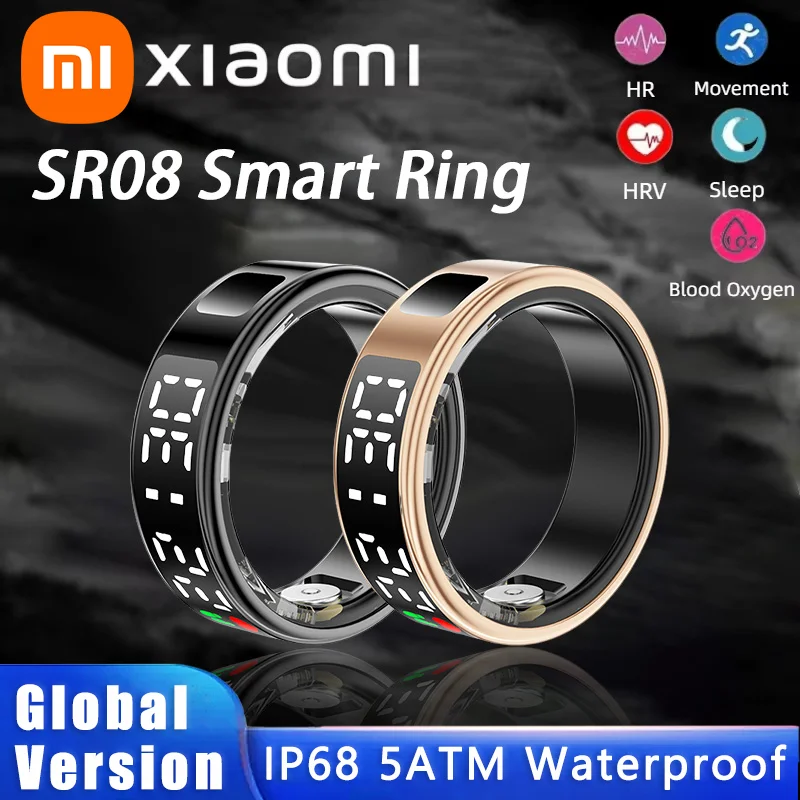 Xiaomi SR08 Smart Ring 5ATM Waterproof Display Screen Health Monitor Multi Sports Modes Sleep Monitoring Heart Rate Men Women