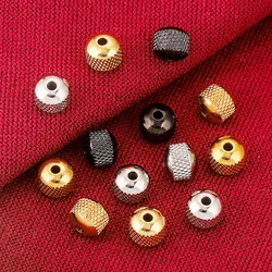 20PCS/LOT 6 8MM Round Cross Grid Plated Black Gold Bead Stainless Steel Spacer Metal Beads for Bracelet Jewelry Making Material