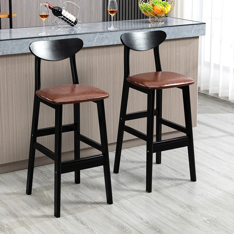 

Luxury Reception Dining Bar Chairs High Nordic Modern Design Retro Bar Chairs Living Room Leather Cadeira Alta Home Furniture