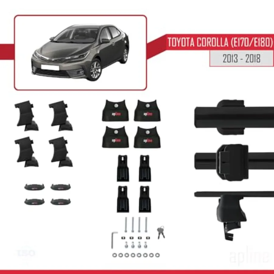 Совместим с Toyota Corolla 11 E180 2013-2018 ACE-4 багажник на крышу автомобиля, перекладина из черного алюминия с 2 стержнями для багажника на крыше