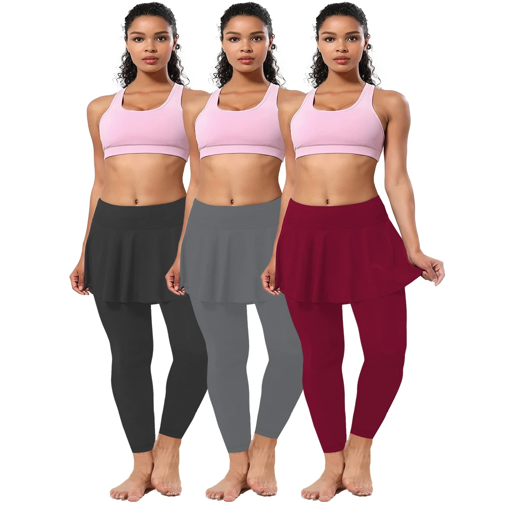 3 Pak legging wanita ukuran besar, celana Yoga pinggang tinggi dengan saku, celana Yoga elastis untuk pakaian Fitness & sehari-hari musim gugur