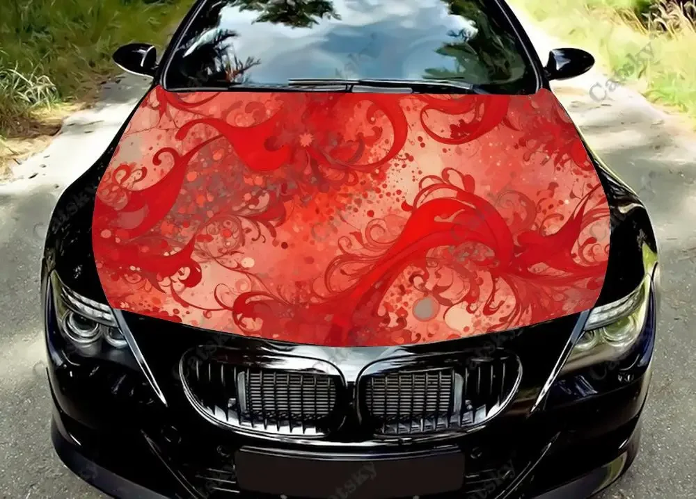 Abstract Bloody Flower Car Hood Decal Stickers Wrap Vinyl Film Engine Cover Decals Sticker Car Hood Protective Film