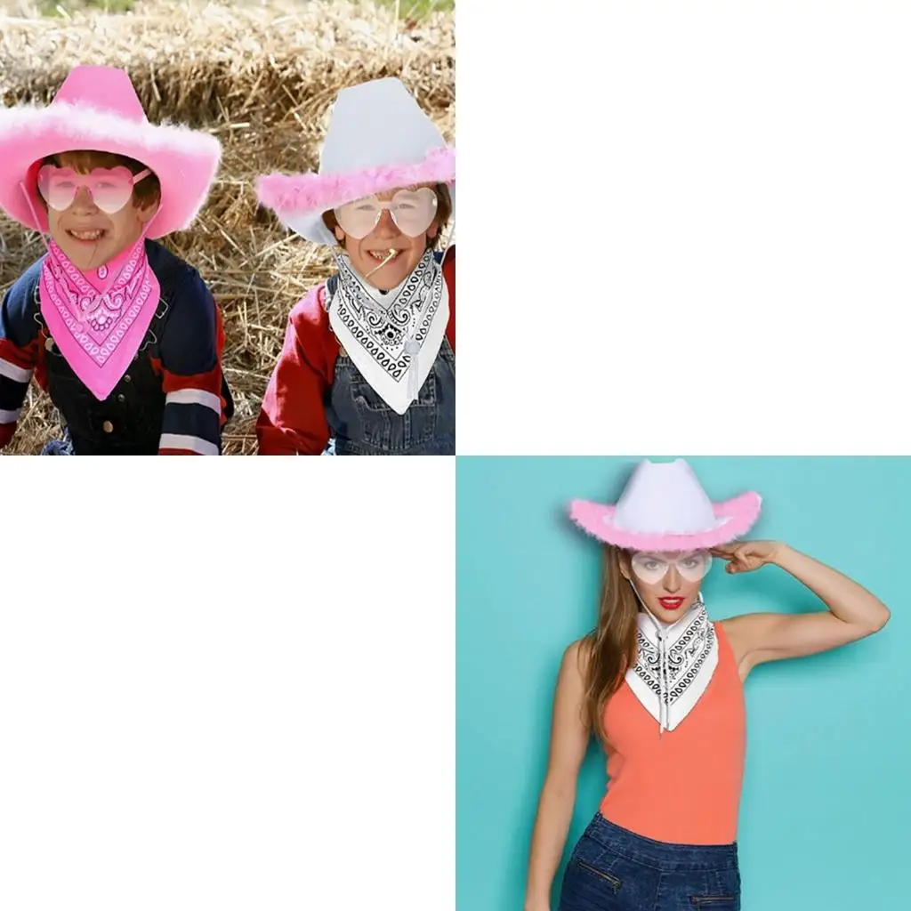 652F Bachelorette Party Cowgirl Cap Fashion Furry Hat نظارة شمسية ملحق العروس #1