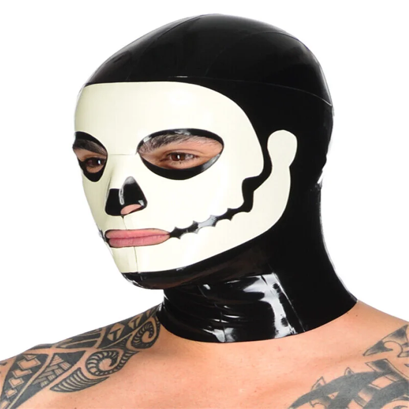 Latex Mask Unique Hoods Halloween Mask Skull Look Catsuit Rubber Gummi with Back Zip Customize .4mm