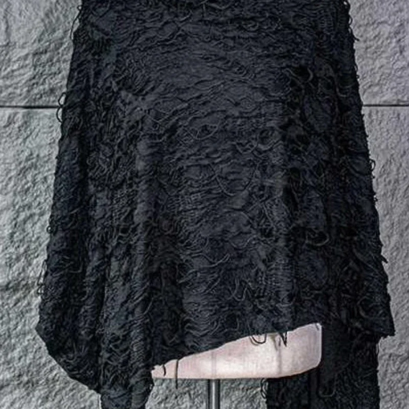 Broken Double-layer Black Jacquard Texture Cotton Fabric Reconstructed Elastic Base Shirt Skirt and Pants Clothing Fabric