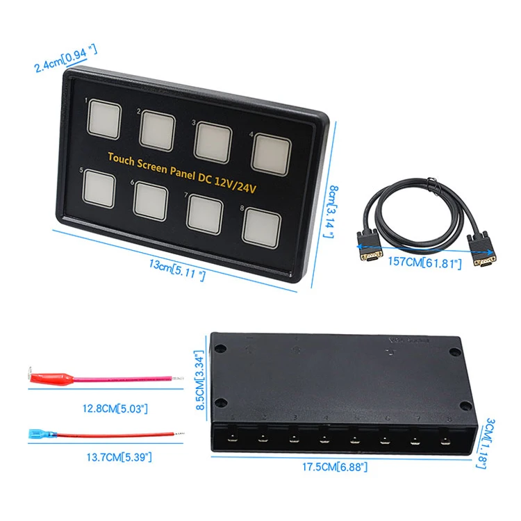 12 V/24 V 8 Gang Blaue LED Kapazitive Sense Touchscreen Switch Panel Box für Auto Marine Boot Caravan