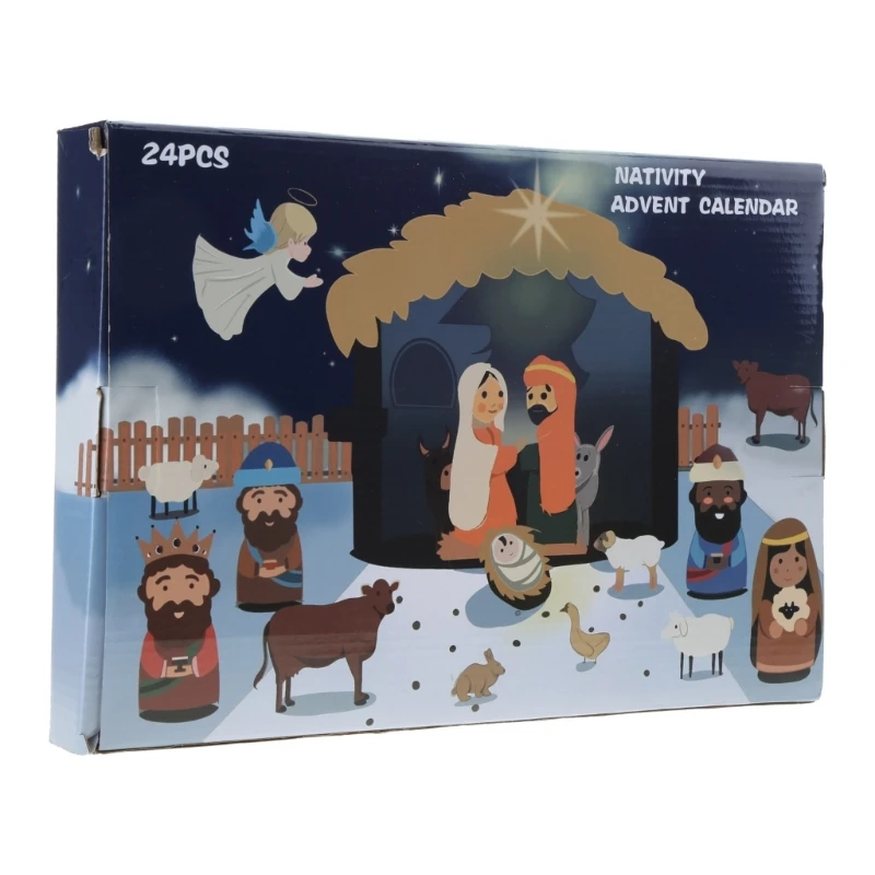 Creative Jesus Nativity Set Perfect Christmas Countdown Calendar Gift for Kids M76D