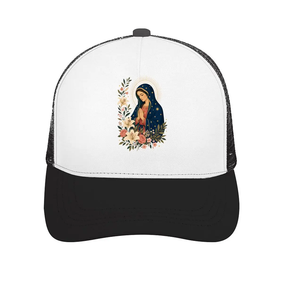 Casquette de baseball en maille avec illustration florale sacrée, chapeau décontracté pour l'extérieur, pour femmes et hommes, unisexe
