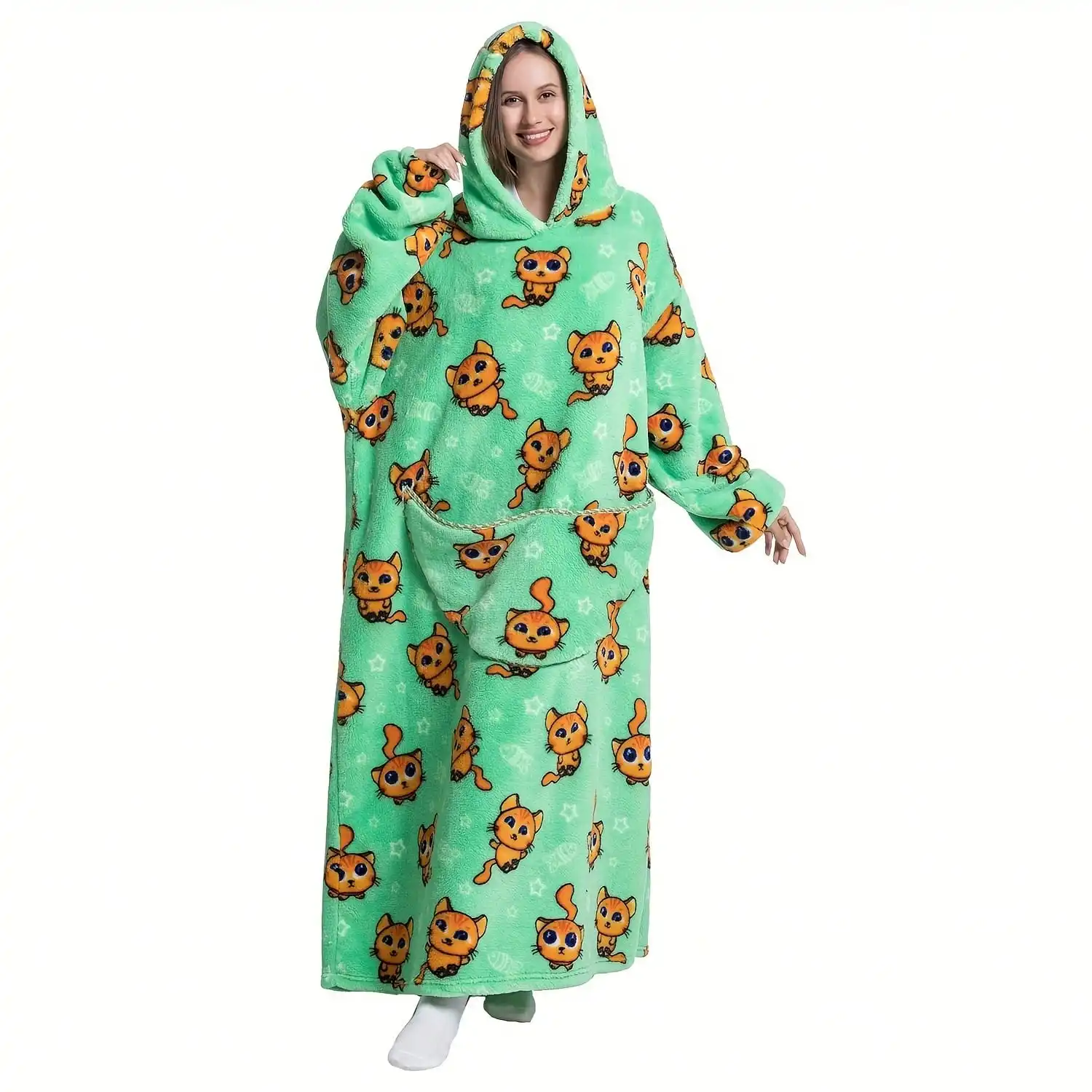 1 Pc Oversized Wearable Blanket Hoodie Warm And Comfortable Unisex Adult Giant Hoodie, Fluffy Wearable Hooded Sweatshirt
