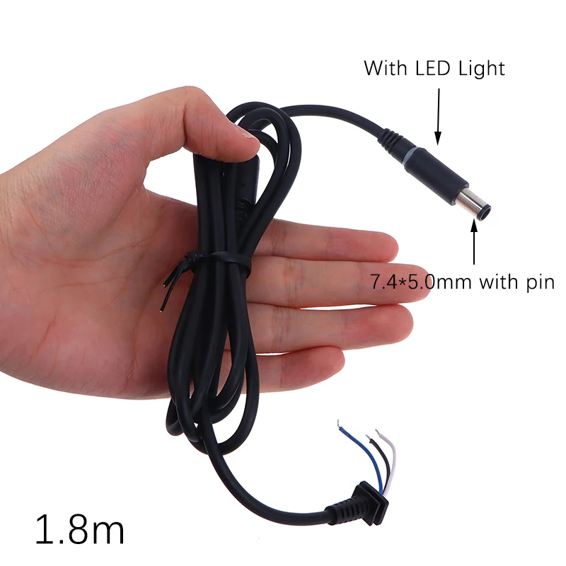 

Suitable For Dell HP Laptop Charger Adapter Black Pin 7.4 X 5.0mm With Led Light 1.8M Copper DC Tip Plug Connector Cord Cable