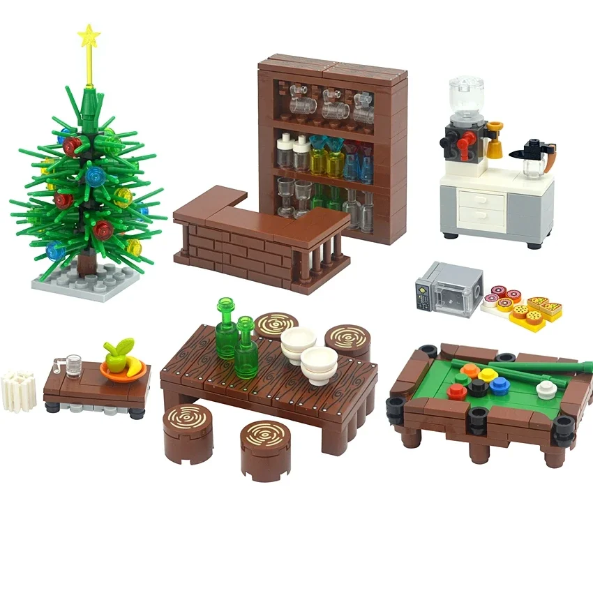 MOC City Friend Furniture Creative Toys Brick Desk Book Wardrobe Bed TV Sofa Bathroom Building Blocks House Scenes Accessories