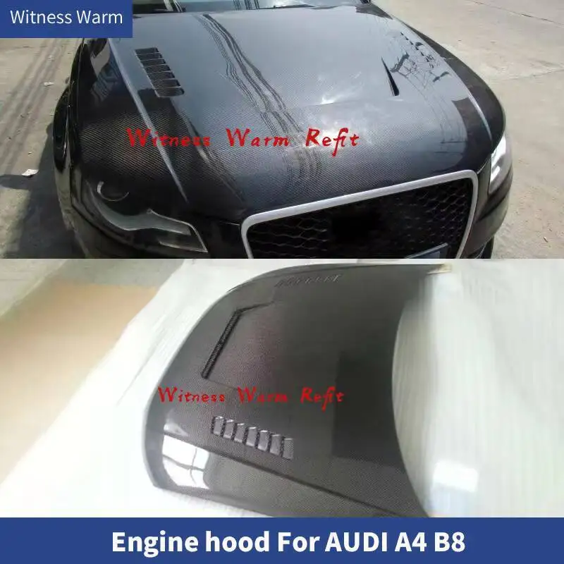 Carbon Fiber Front Engine Hood Bonnets Covers for Audi A4 B8 09-12