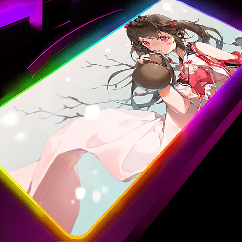 Tapis de souris LED RGB en caoutchouc, accessoires de jeu sur ordinateur, clavier, décoration de bureau, bureau, Style chinois, pour fille