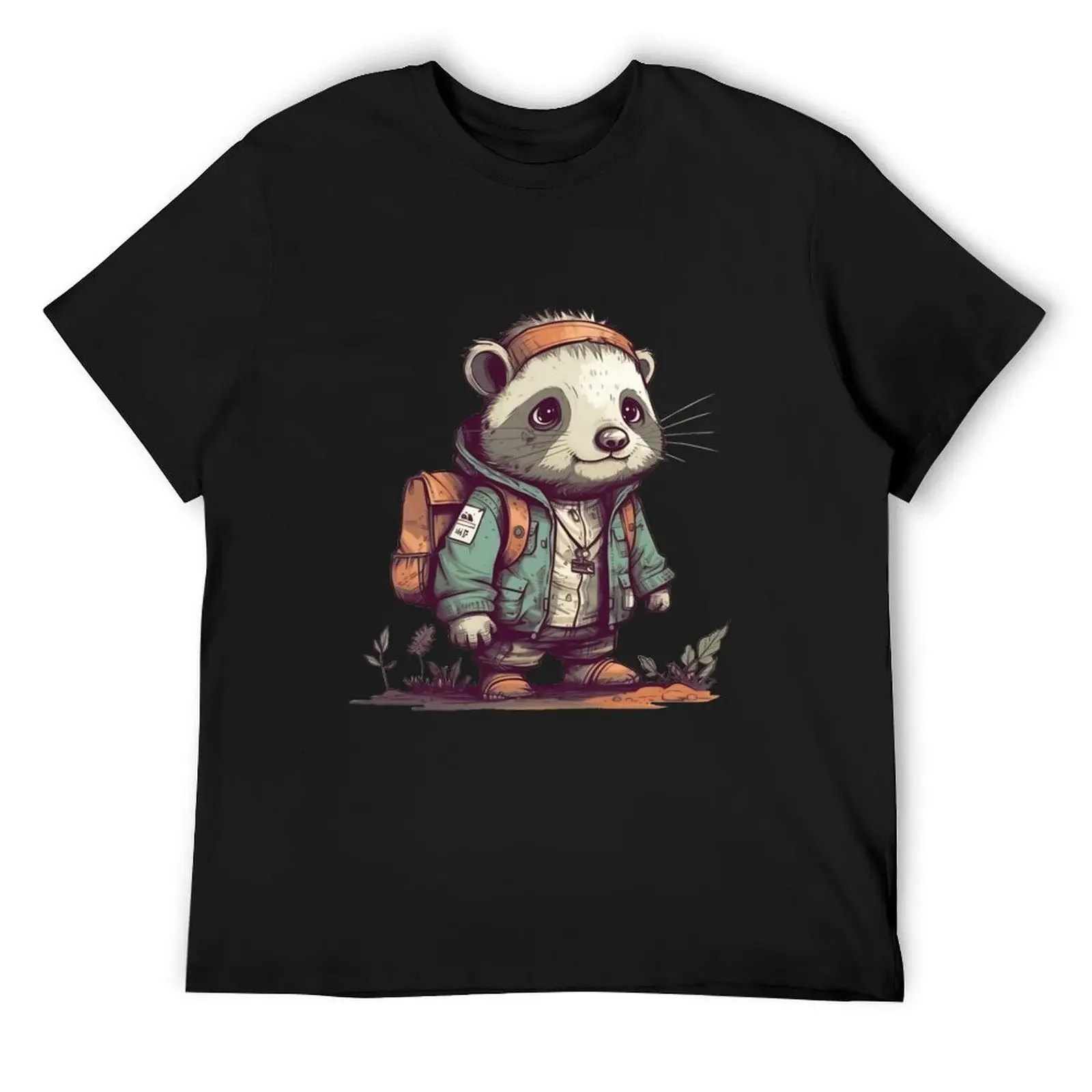 

Cute raccoon in post-apocalypse T-Shirt cheap stuff hippie clothes t shirt for men