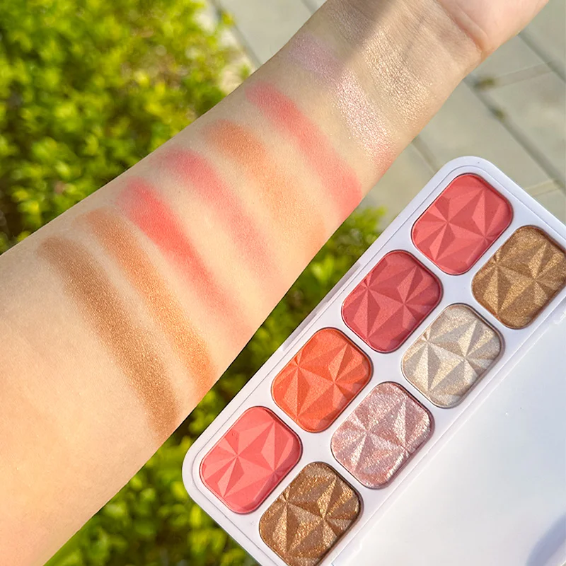 8 cores de alto brilho diamante iluminador blush placa contorno duradouro delicado pó fino rosto maquiagem paleta cosméticos