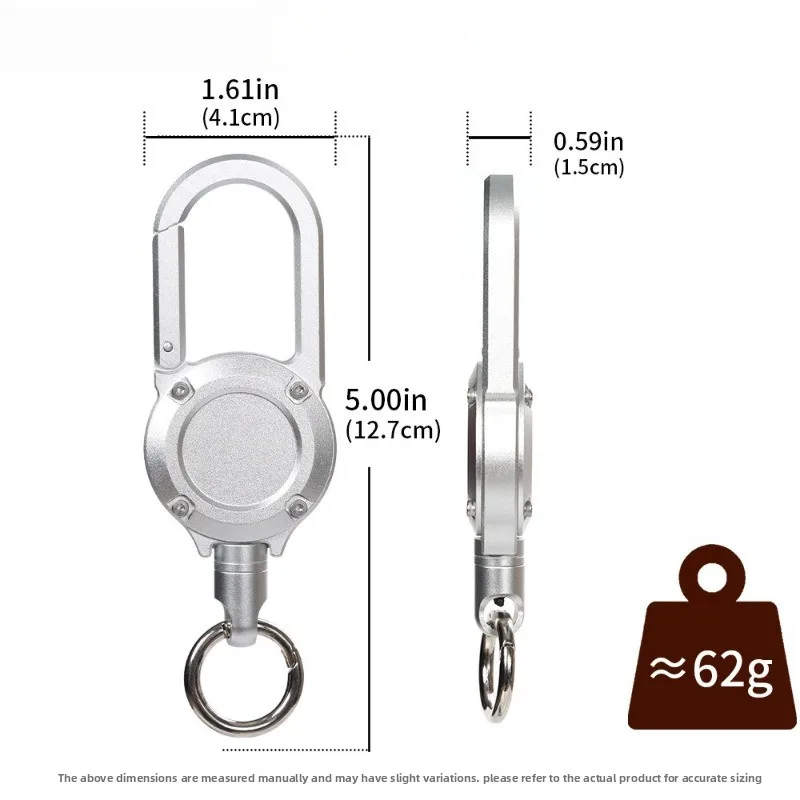 Magnetic Aluminum Alloy Retractable Keychain Anti-lost Spring Lanyard Fishing Anti-drop Retractable Buckle