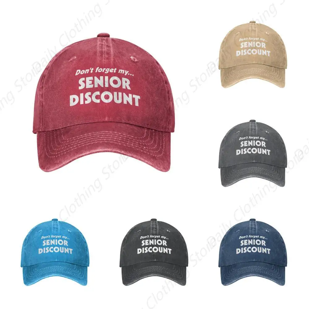 Don'T Forget My Senior Discount Hat Vintage Washed Distressed Baseball Cap Adjustable Retro Trucker Hats