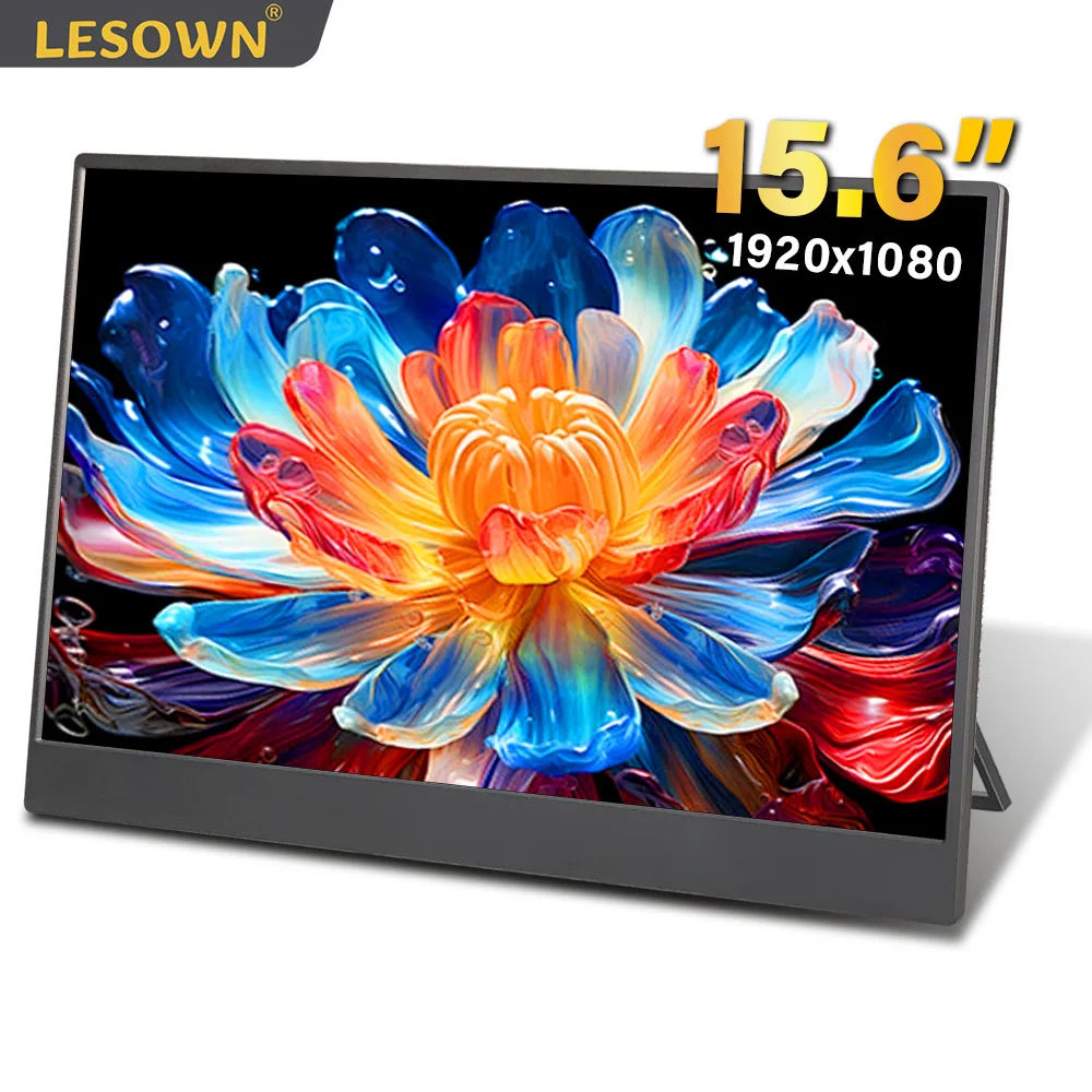 

LESOWN FHD 1080P 15.6 inch Touchscreen Monitor IPS LCD Wide Screen USB-C HDMI Ultra-Thin Second External Display for Switch PC