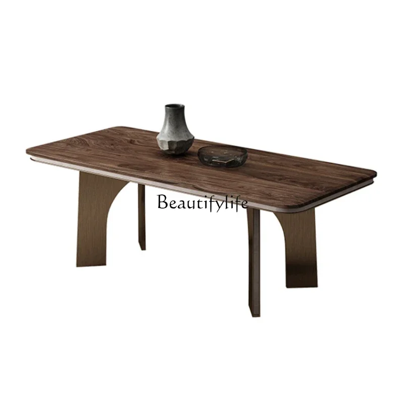 

FG44Italian light luxury North American black walnut dining table villa minimalist natural marble luxury stone dining table