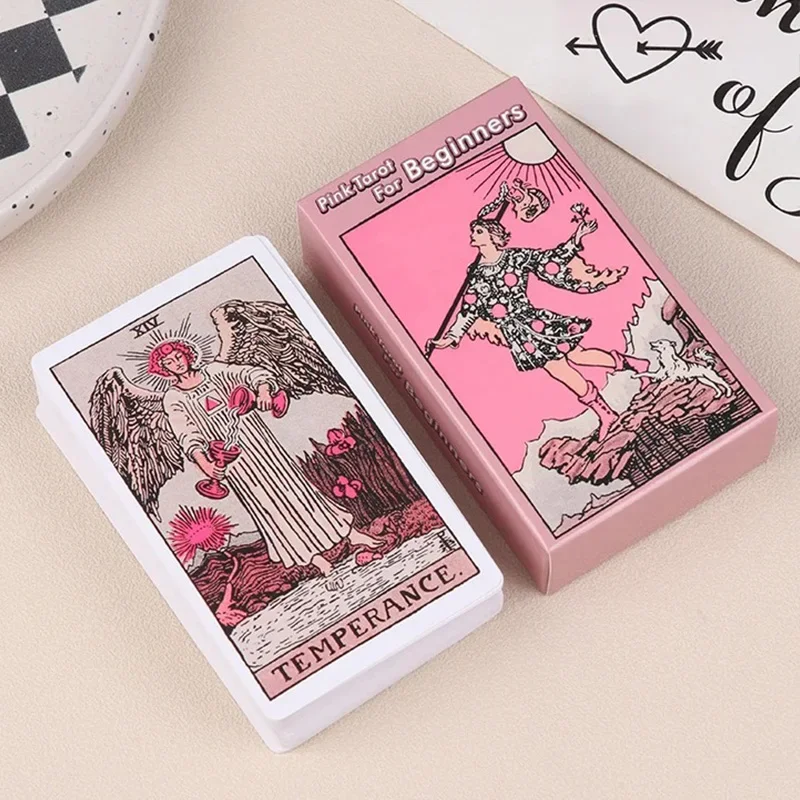 

Prophecy Divination Deck Family Party Pink Rider Tarot Cards Deck Set for Beginners Board Fate Card Fortune Telling Games
