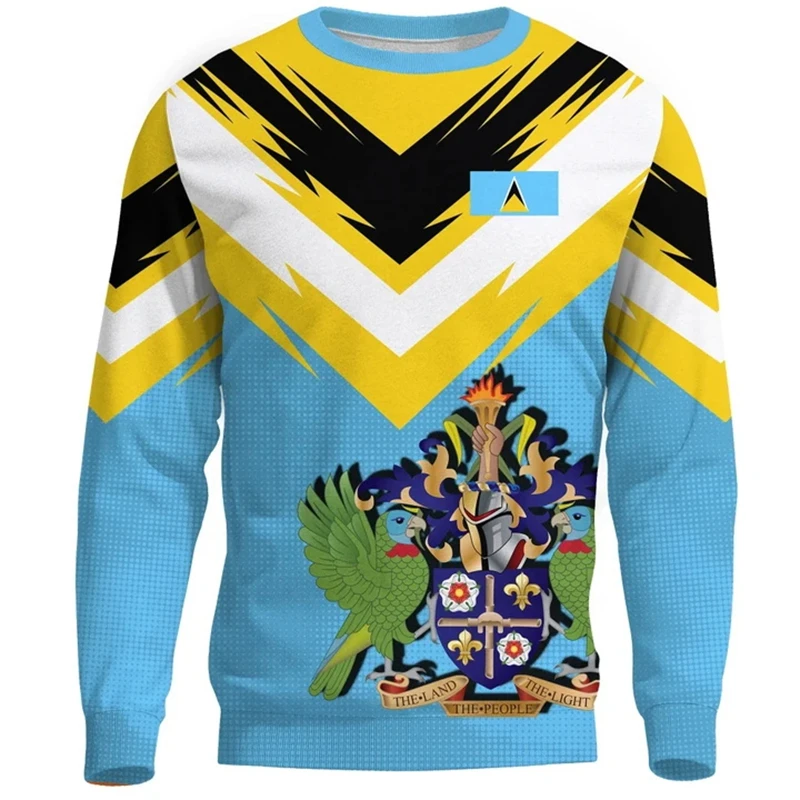 

Autumn New Graphic St Lucia Flag 3d Printed Sweaters Men's And Women's Comfy Hoodie Tops Long Sleeve Sweatshirts Men Clothes