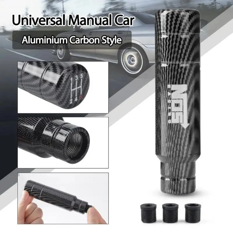 Universal 5 Speed Carbon Fiber Gear Shift Knob For Enhanced Grip And Style Fits Various Shaft Sizes