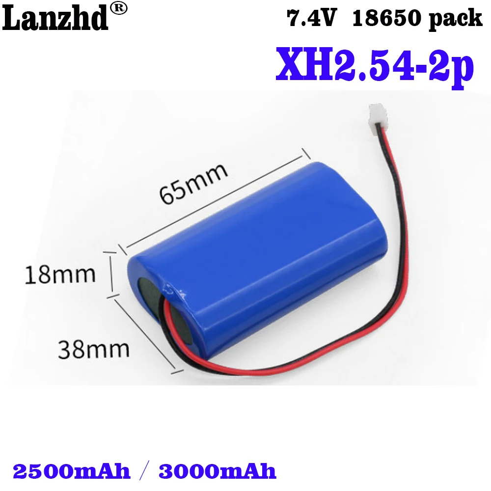 2S1P 2S2P 18650 battery pack 7.4V 18650 batteries 6000mAh with XH2.54 PH2.0 Protection For flashlight miner\'s lamp Recorder