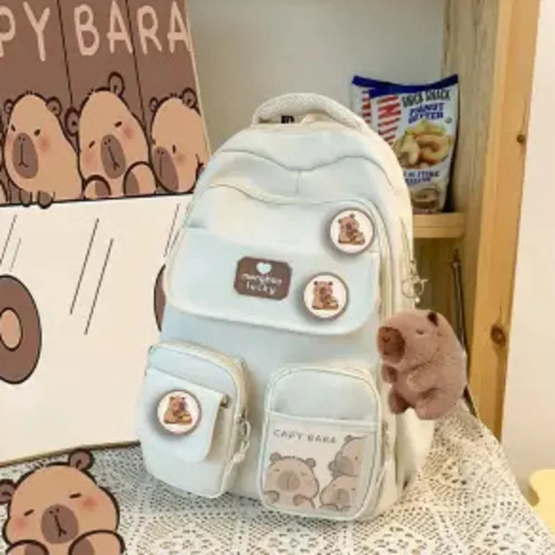 Capibara Rugzak Leuke Rugzak Pluche Schooltas Cartoon Zacht Grappig Dier Grote Capaciteit Gevuld Unisex Y2K Esthetische Rugzakken