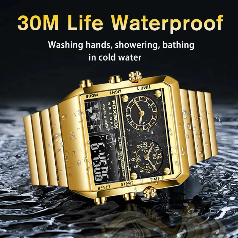 Reloj LIGE New Square Mens Watch Luxury Calendar Stainless Steel Wristwatch Waterproof Quartz Watches For Men Digital Male Clock