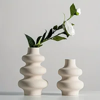 1/2Pcs Ceramic Vase,Off Round Modern Dried Flower Vase,Pampas Flower Boho Home Decor Vase For Centerpiece Wedding Dinner Table 1
