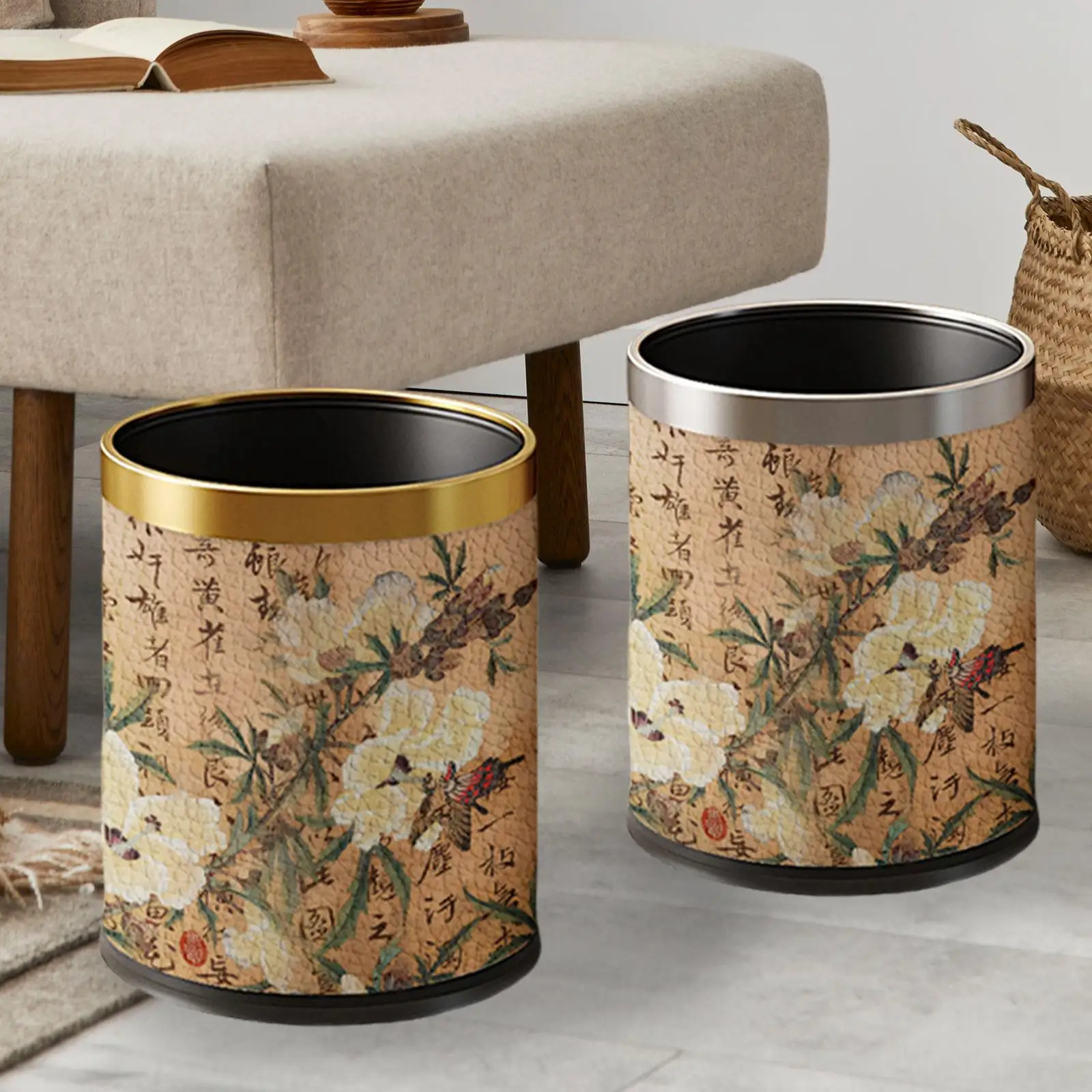 

Round Trash Can Dustbin Versatile Wastebasket for Laundry Room Dorm Bathroom