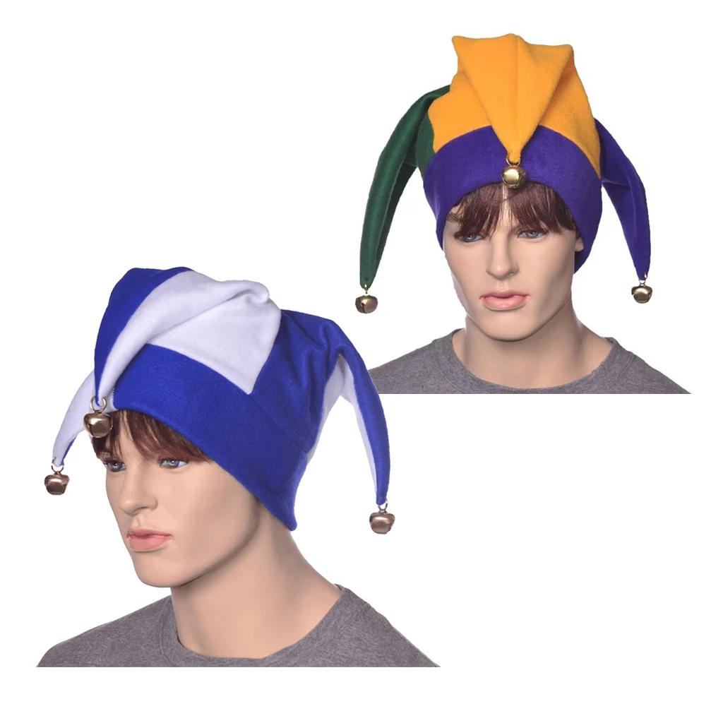 

Unisex Funny Colorful Clown Hat Halloween Cosplay Clown Cap With Bells Costume Accessories Festive Performance Jester Hats