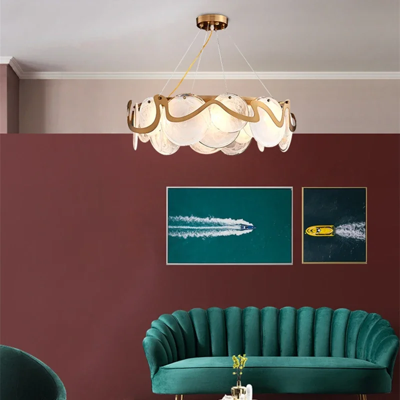 Modern LED Smoke Grey Glass Ceiling Chandeliers Bedroom Pendant Light Atmosphere High-end  Living Dining Room Hanging Lamp