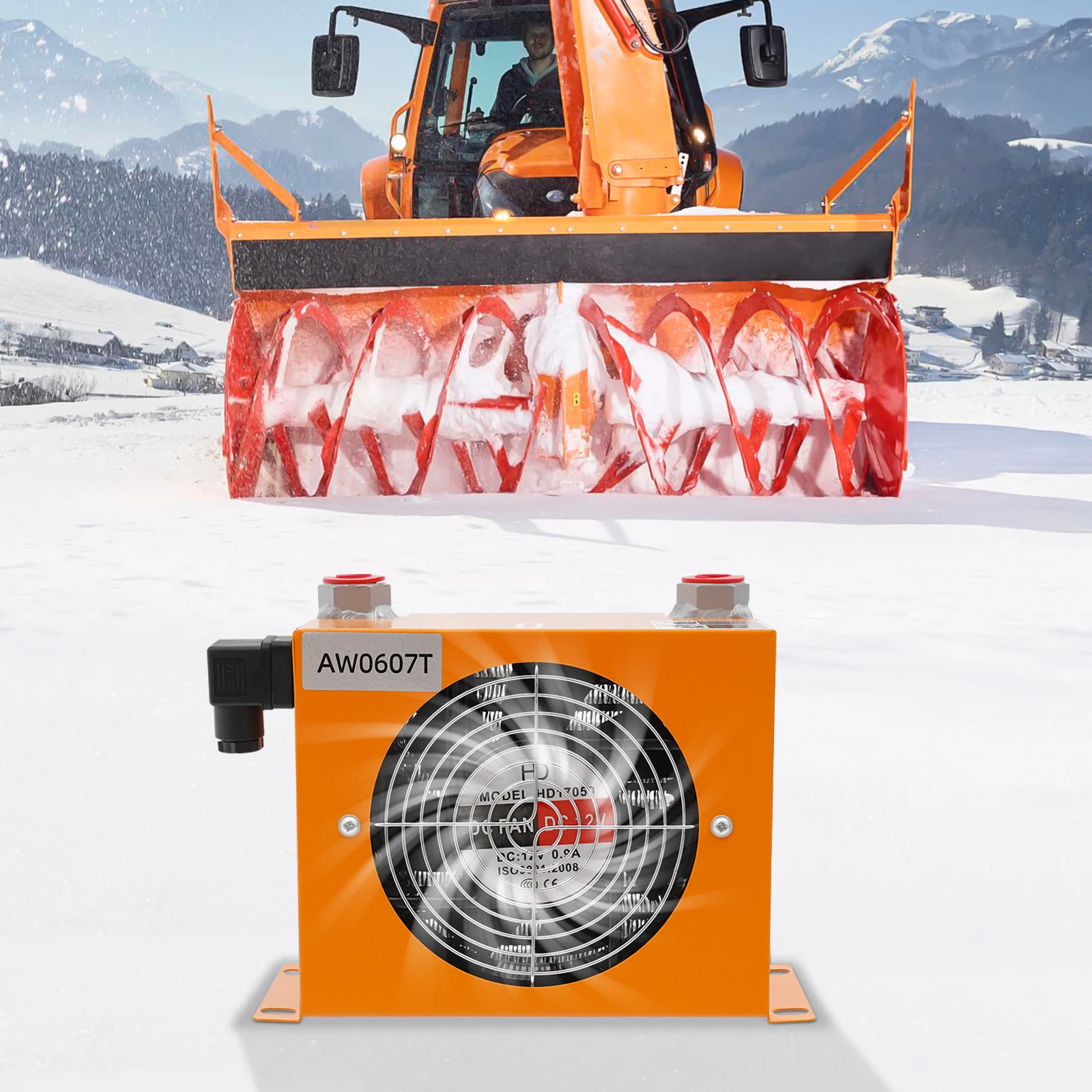 2300Kcal/H Hydraulic Oil Cooler, 12V DC All-Copper Motor Oil Cooler, Compact Radiator for Hydraulic & Lubricat