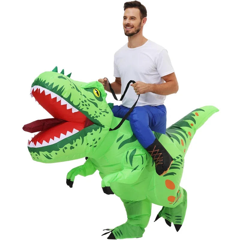 New T-Rex Sinosaur Cosplay Flatable Suits Mascot Funny Party Animal Christmas Halloween Suits Dress for Adult Kids