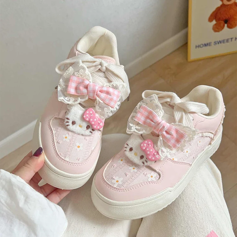 

Sanrio Hello Kittye, милая универсальная спортивная обувь для девочек, осенняя повседневная обувь с героями мультфильмов аниме, подарок на праздник друга