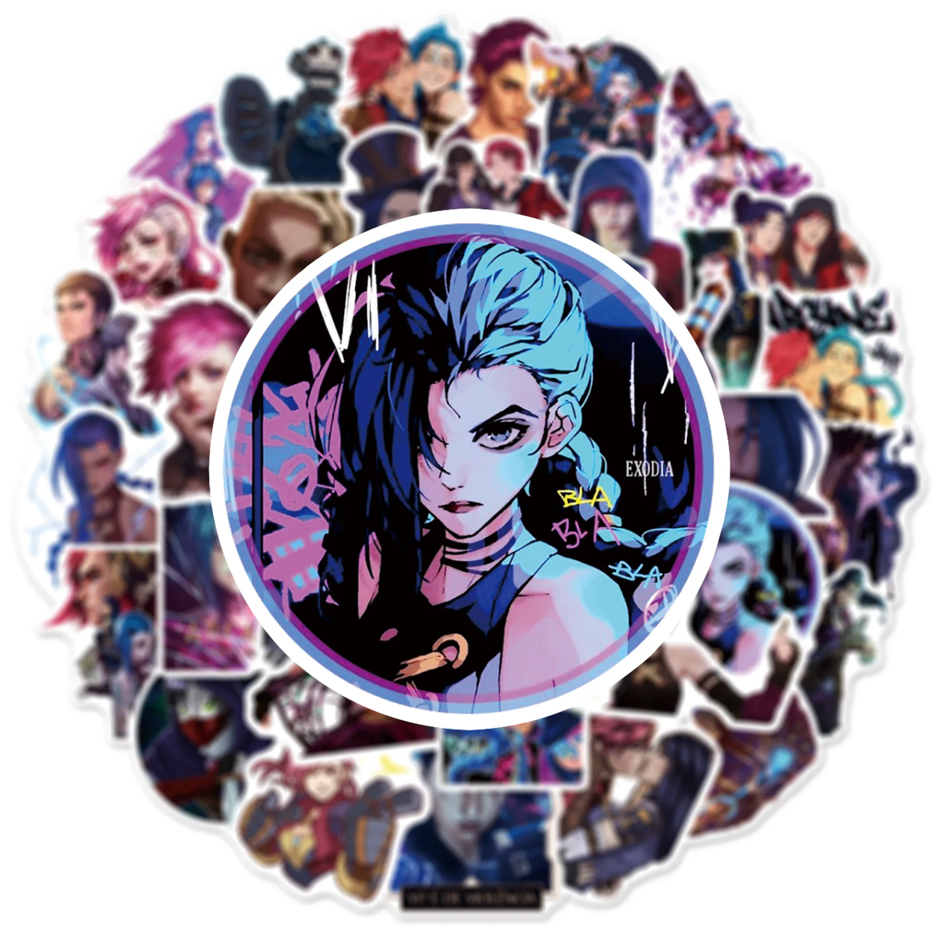 50Pcs Anime Arcane Game Cartoon League of Legends Character Stationery Sticker Waterproof Skateboard Phone Suitcase Guitar