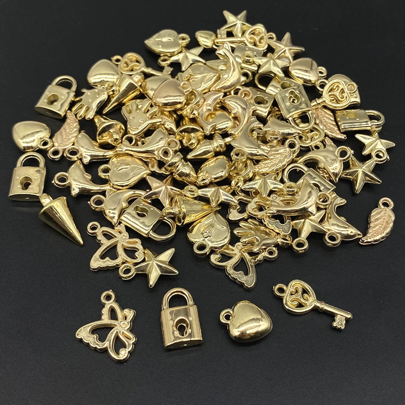 20Pcs/lot Random Mix Styles Golden Color Silvery  CCB Acrylic Pendant for Jewelry Making DIY Necklace Bracelet