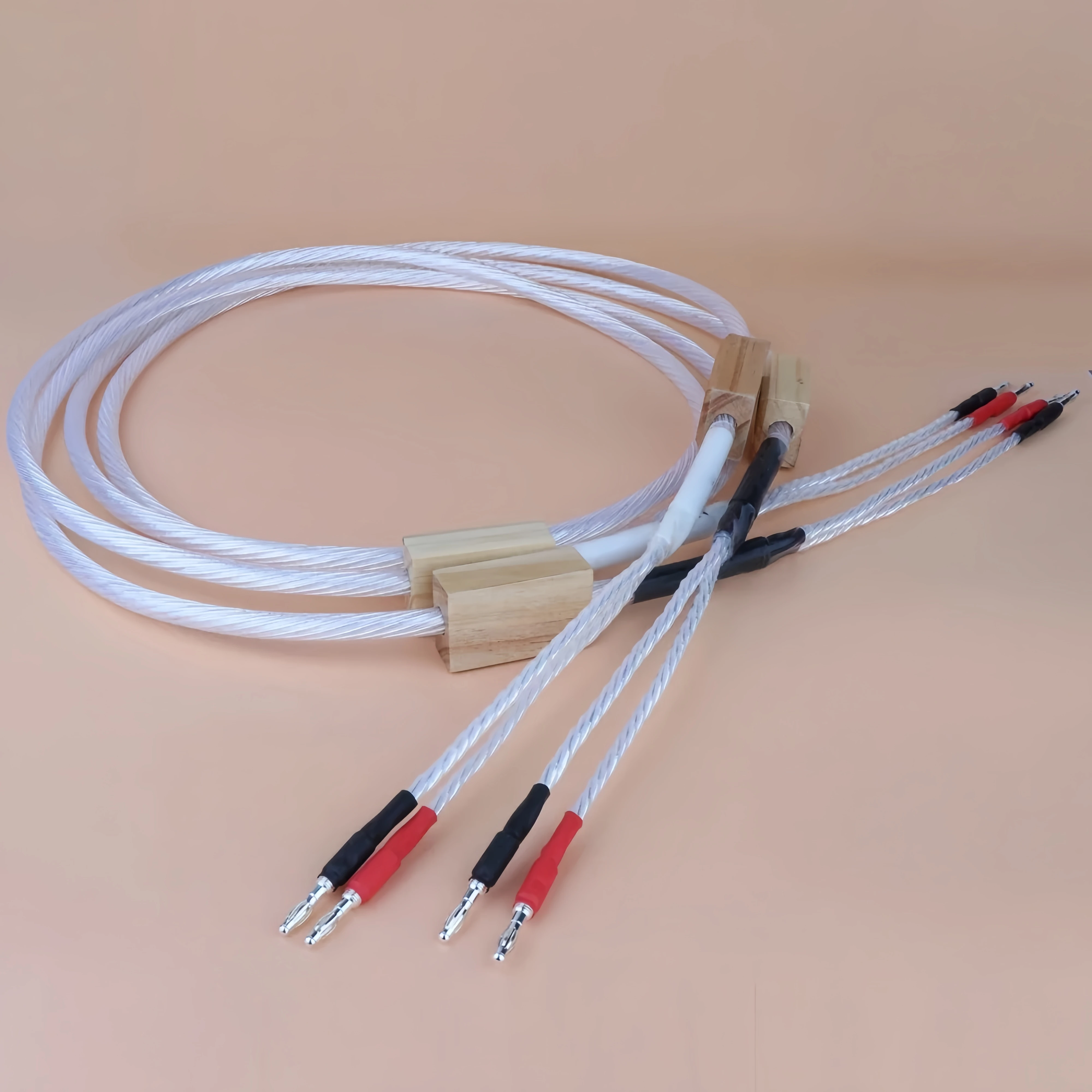 HIFI posrebrzany kabel głośnikowy High-end 5N OFC kabel głośnikowy rodowany wtyk bananowy 2 do 2 pojedynczy kabel 2 do 4 Biwire