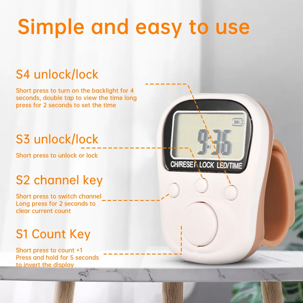 Mini Finger Counter 7 Channels LCD Electric Digital Display With Backlight Tally Counter Clock Time Display