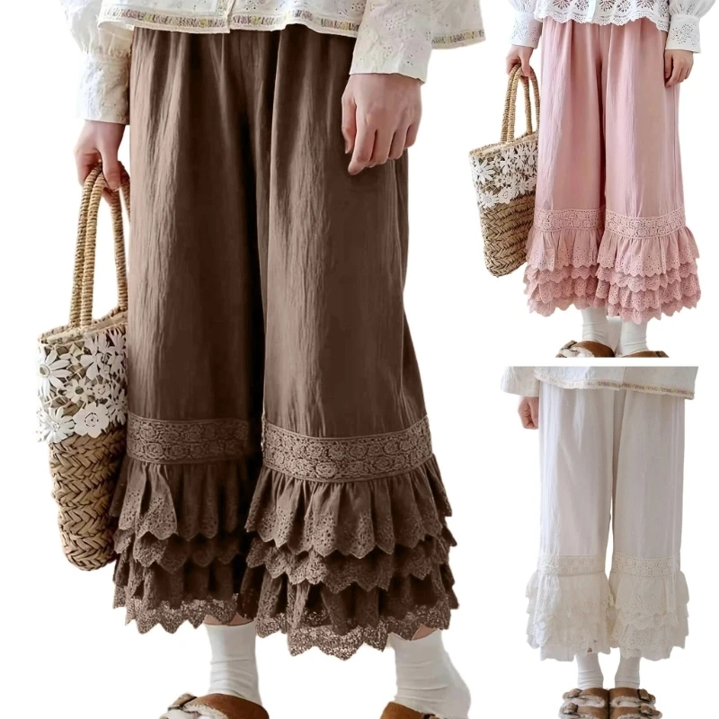 Elegant Lace Detail Cotton Slip Shorts Seamless Designs Lace Underwear Smooth Touches Comfortable for Yoga & Office Use