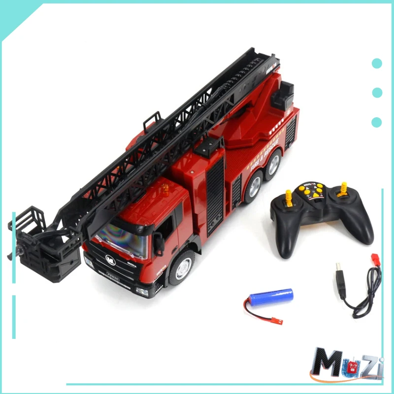 

HUINA 1:18 1361 Remote Control Fire Rescue Ladder Truck Alloy Semi-Alliance Engineering Model Toy for Boys Nine-Channel RC Car
