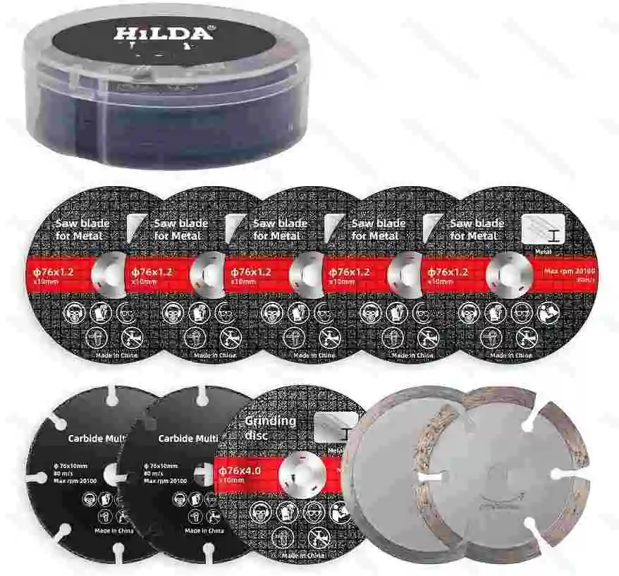 HILDA 3-inch Transparent Box Economical Metal Resin Cutting Blade Circular Wheel Saw Blade Disc Electric Grinder Accessories