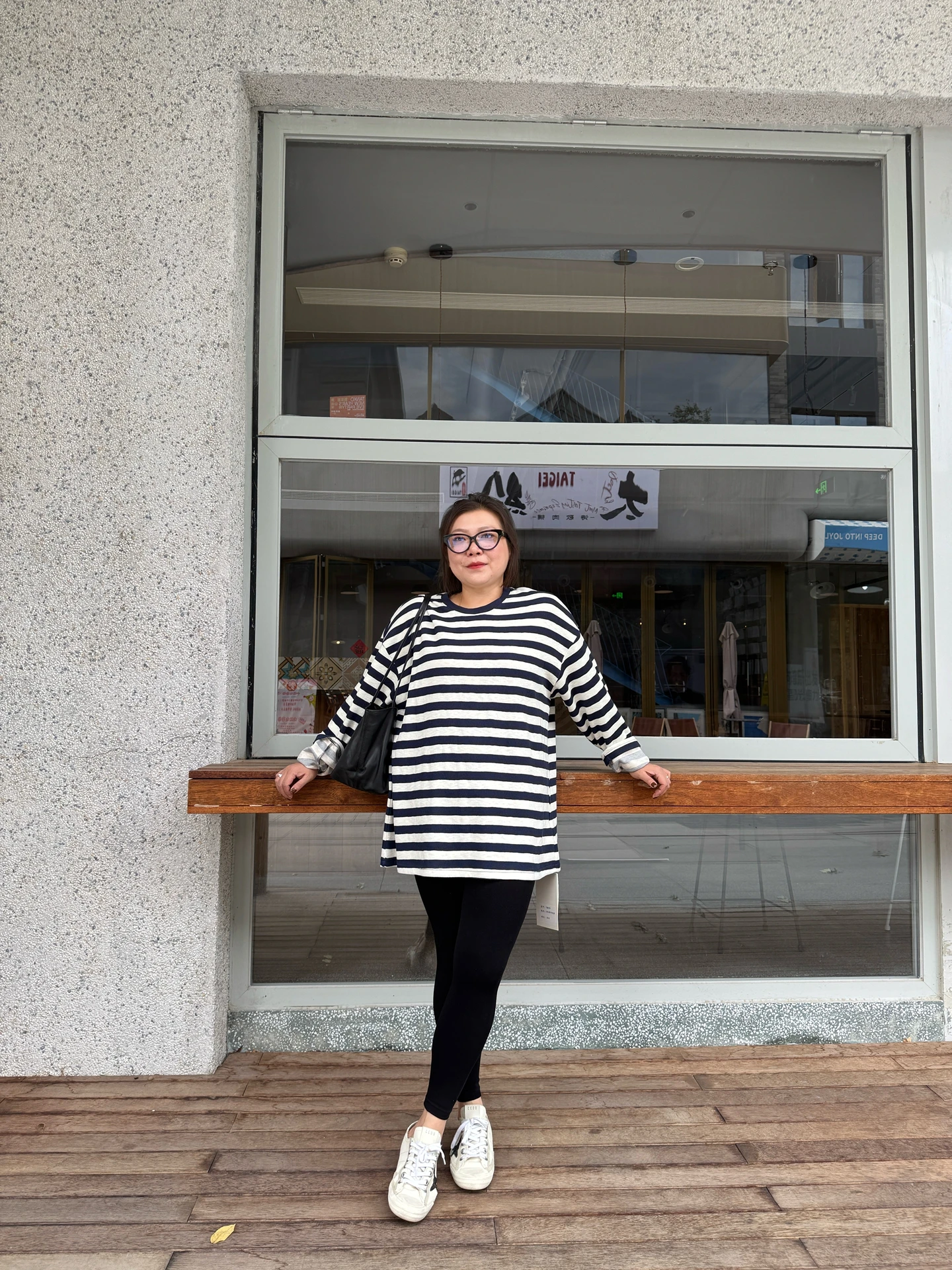 

Casual Long Sve round Ne Striped Base irt Rose Sister plus Size Women's Faion Korean Sle Autumn Blue White Match All